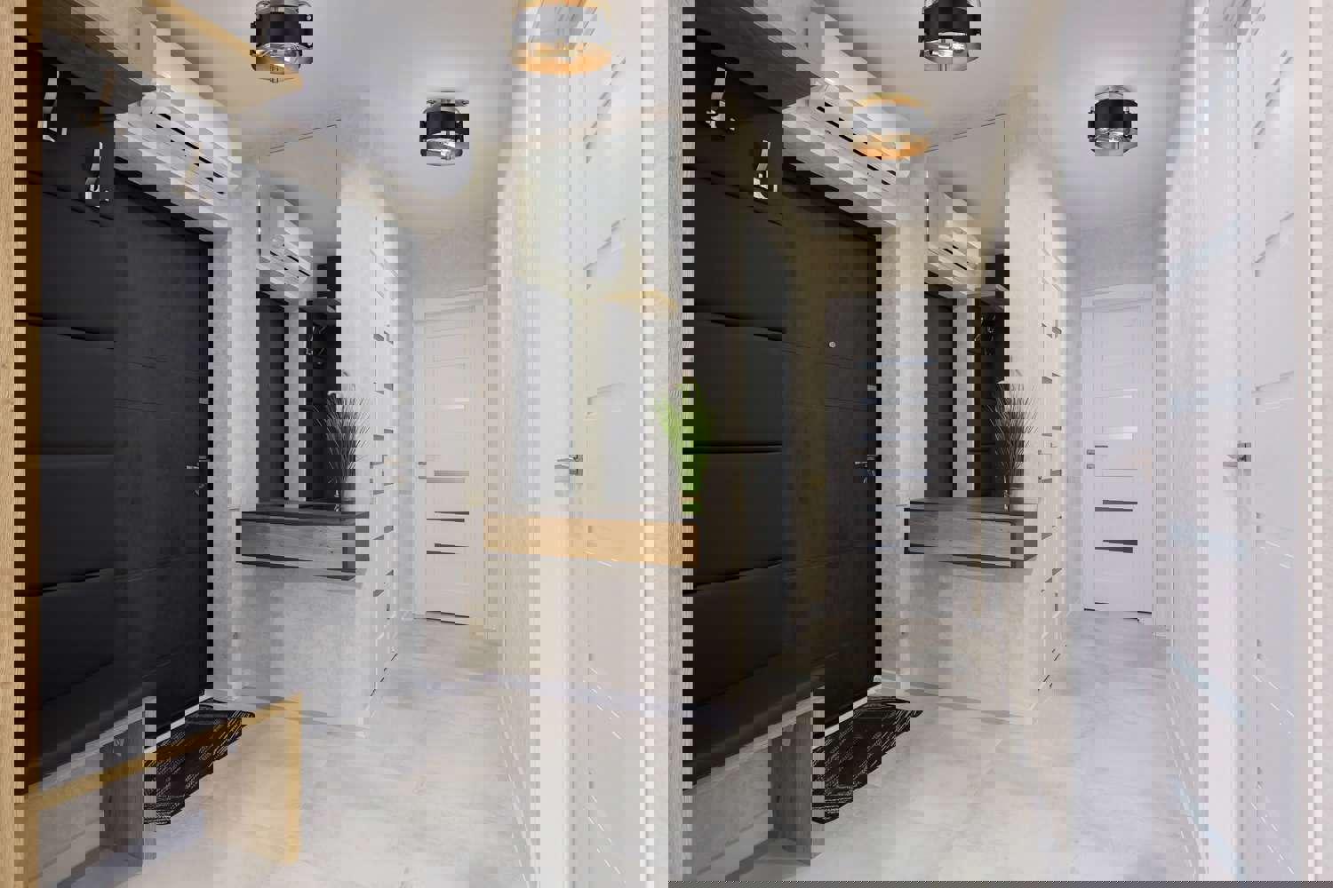 SATCO/NUVO Altos 3 Light Semi Flush 14 Inch Matte Black And Natural Brass Finish Ceiling Light