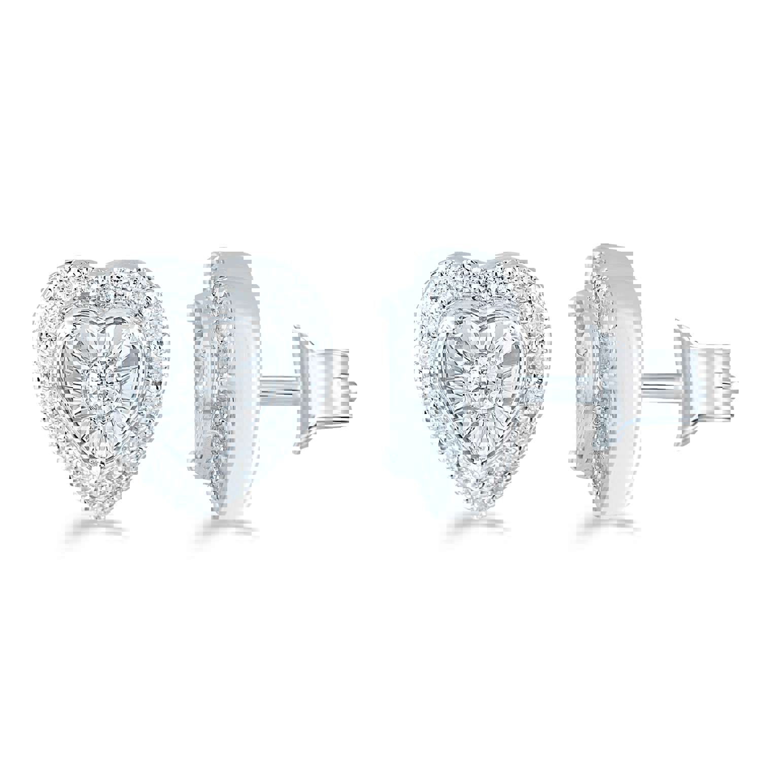 Set of 2: 3/8CT TW Diamond Heart Shaped Pendant & Earrings in Sterling Silver