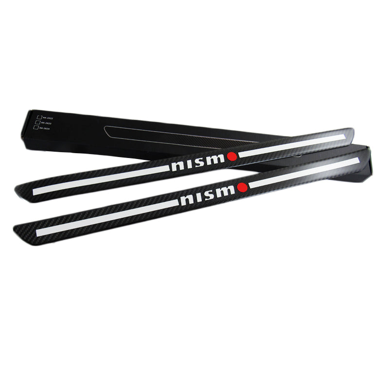 JDM Nismo Carbon Fiber Car Front Door Welcome Plate Sill Scuff Cover Decal Sticker 2pcs Set
