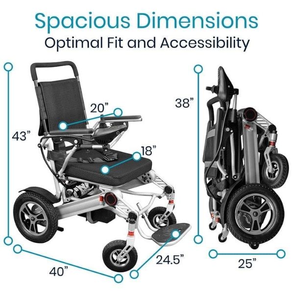 Vive Health Foldable Electric Wheelchair - 2024 Upgraded Model