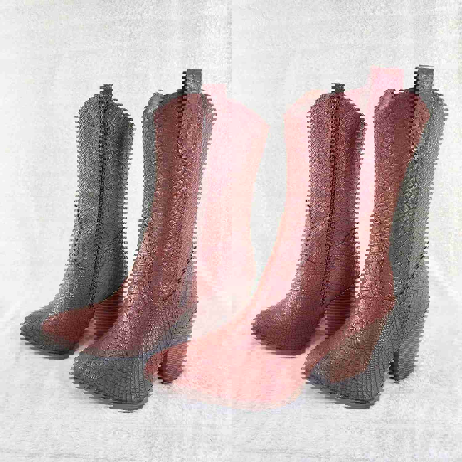 Slayer Tan Snake Cowgirl Cowboy Ankle Boots Western Block Heels US Sizes 7-11