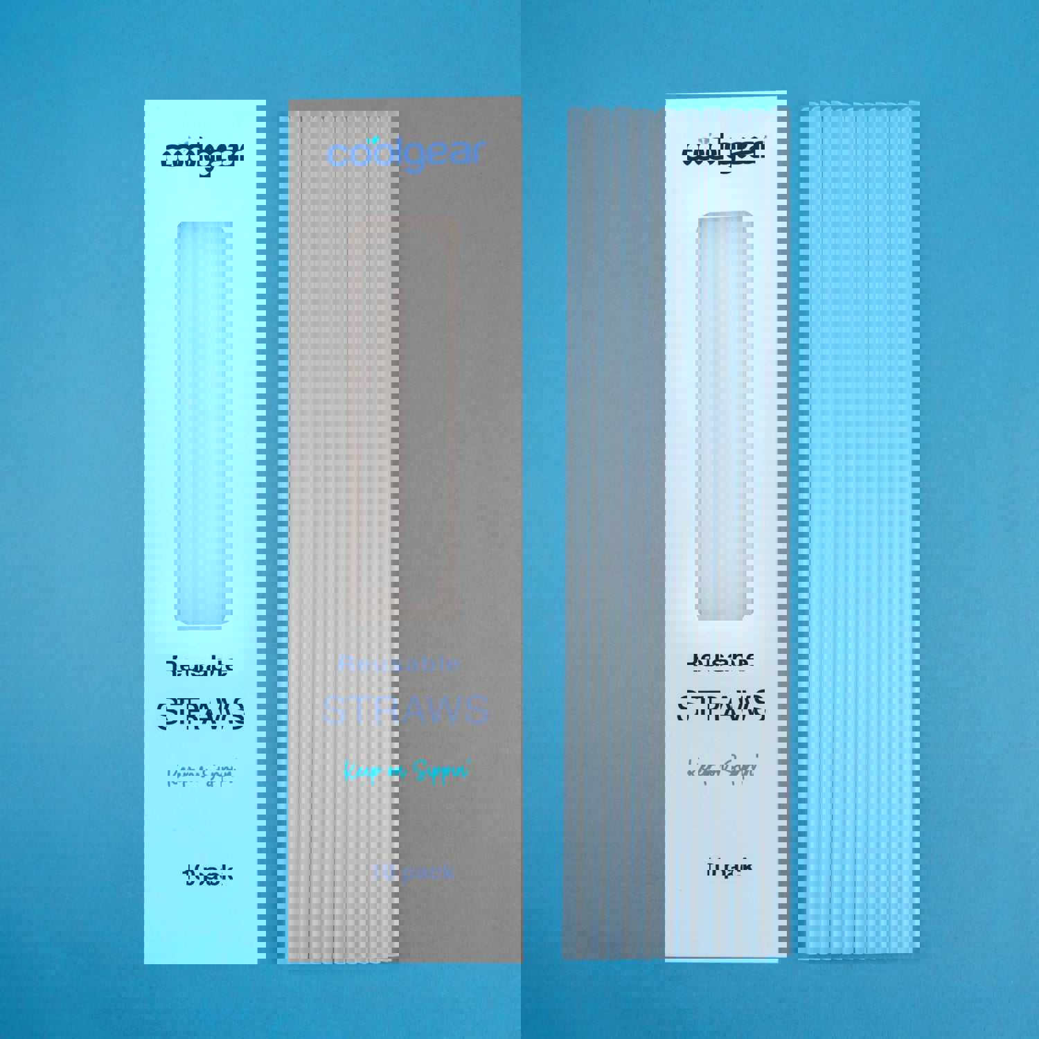 Cool Gear 10-Pack Reusable Drinking Straws - Eco-Friendly & Dishwasher Safe