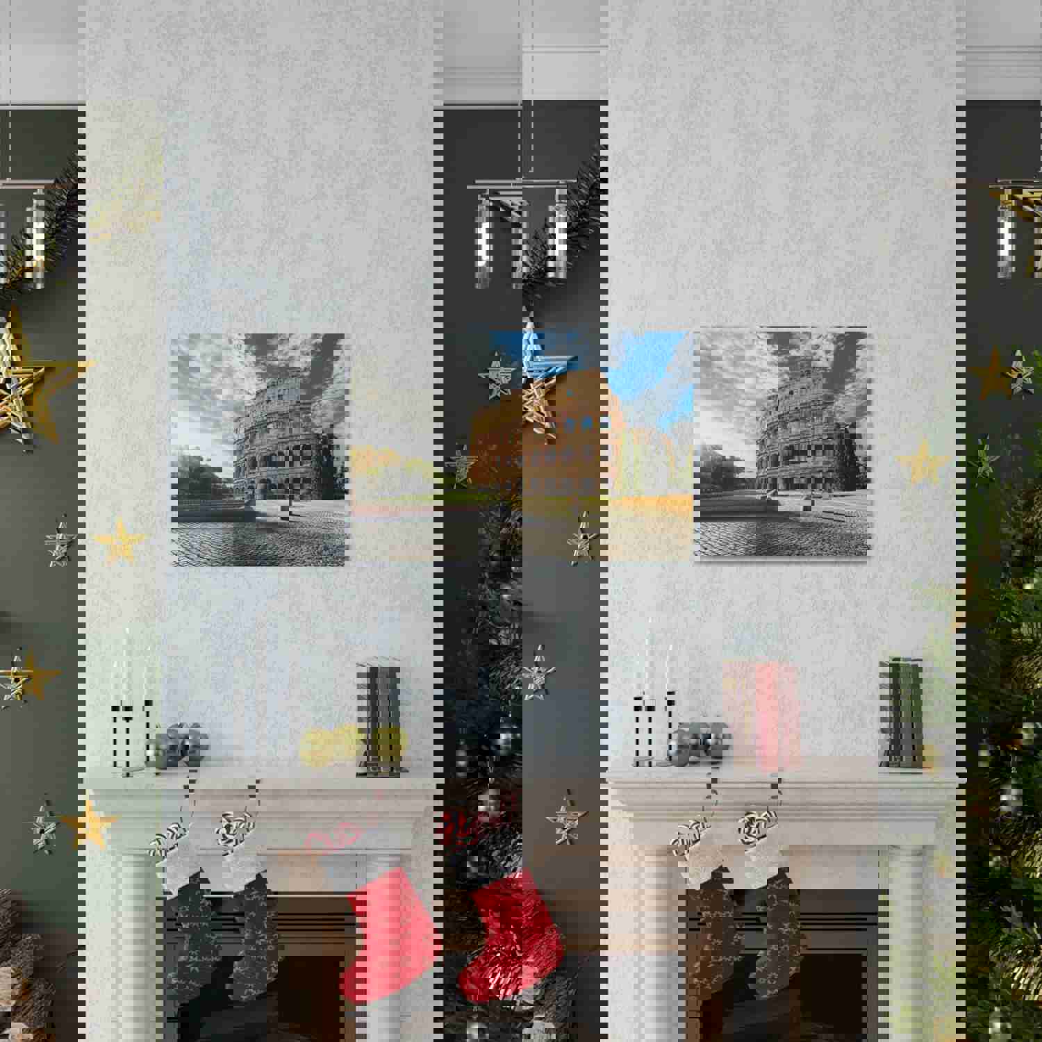 Italy Colosseum in Rome Modern Multicolor Scenic Nature Photography Canvas Wall Art