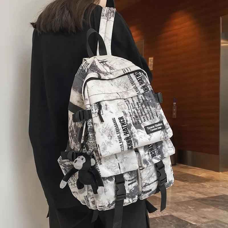 Cool Graffiti Backpack QC346 - Large Capacity Student Bookbag