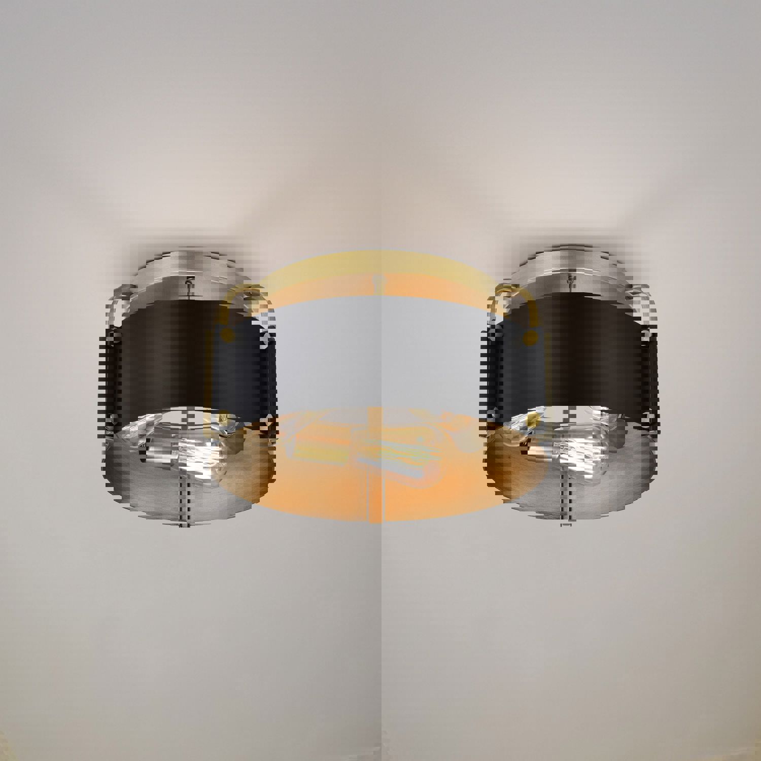 SATCO/NUVO Altos 3 Light Semi Flush 14 Inch Matte Black And Natural Brass Finish Ceiling Light