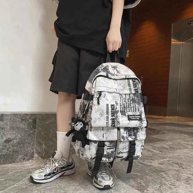 Cool Graffiti Backpack QC346 - Large Capacity Student Bookbag