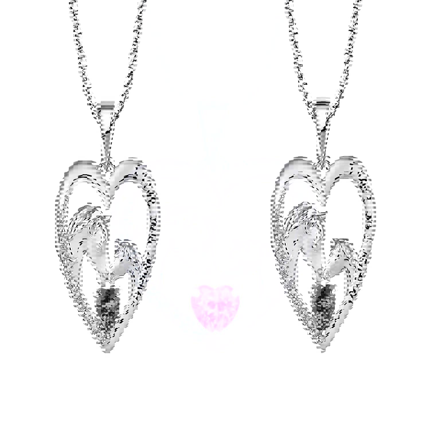 Kids Horse Necklace In Solid Sterling Silver With Changeable Birthstone