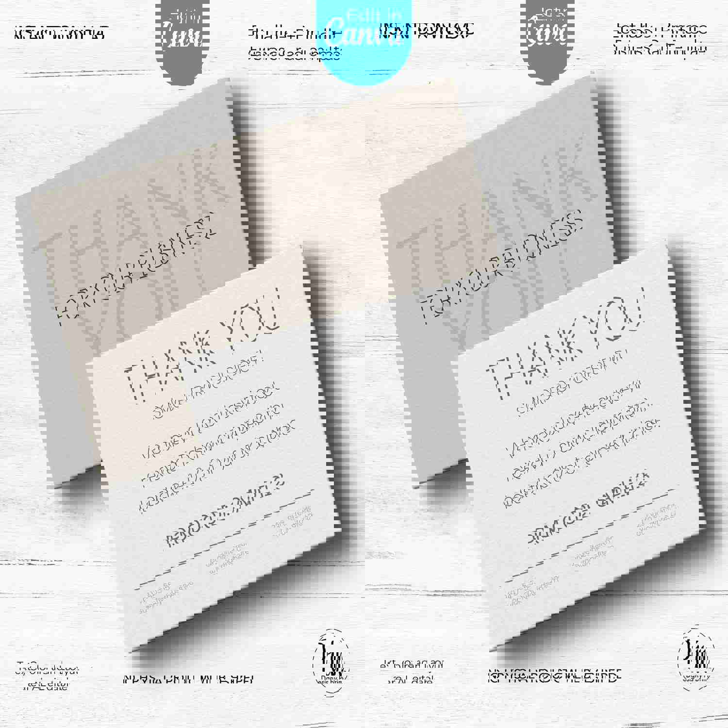 Simply Modern Thank You Card Template | Editable Business Card | Sand Edition