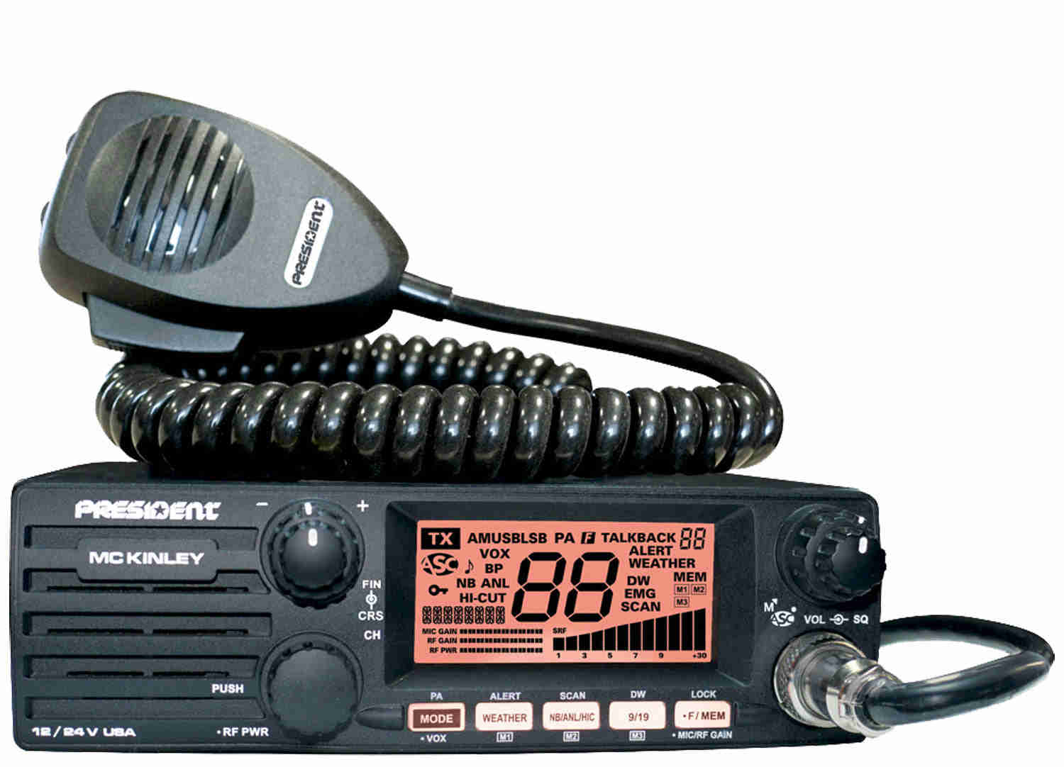 President Electronics MCKINLEY Deluxe 40-Channel Single-DIN AM/SSB CB Radio