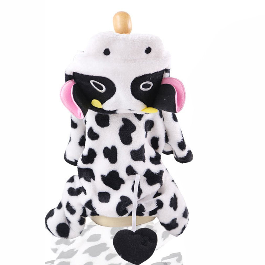Cow Plush Hoodie Winter Warm Pet Clothes for Cats and Dogs