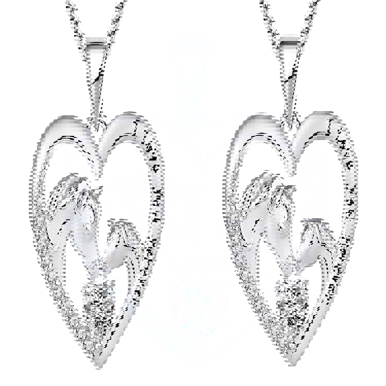 Kids Horse Necklace In Solid Sterling Silver With Changeable Birthstone