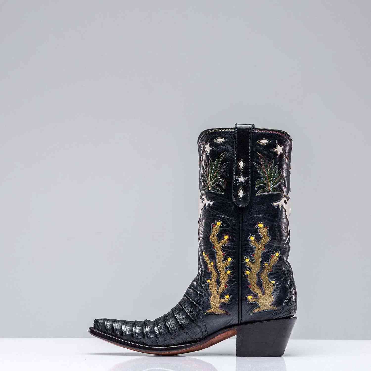 Handcrafted Inlaid Western Boot in Navy