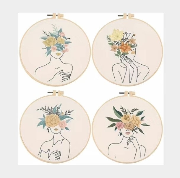 Feminine Floral Embroidery Kit - DIY Hand Embroidery Craft for Beginners