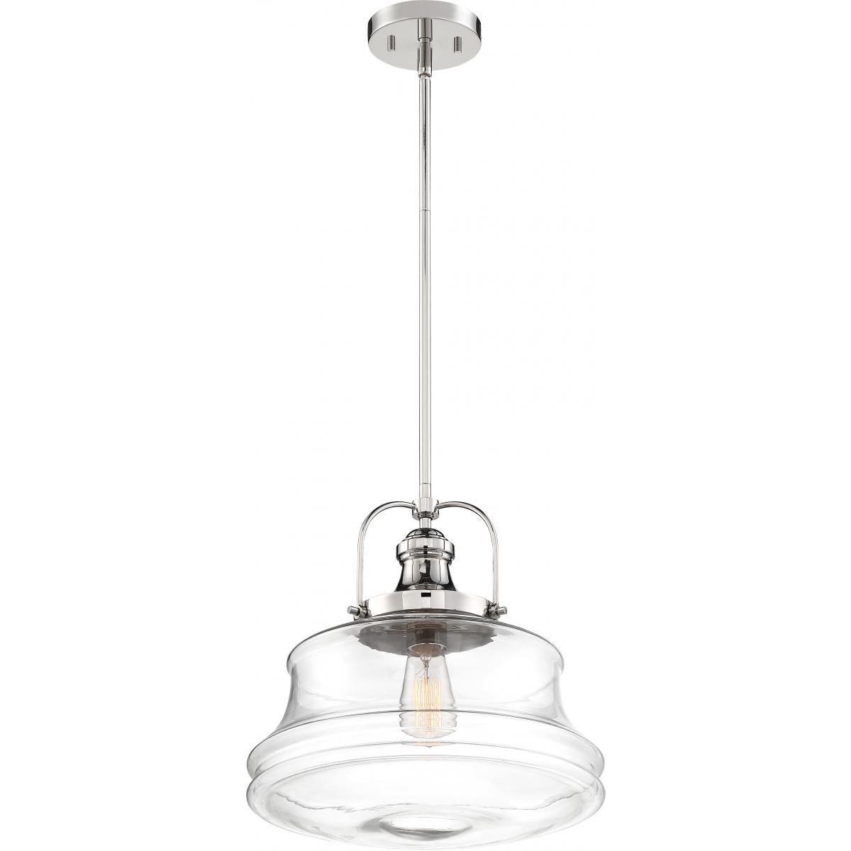 60-6758 BASEL 1 LIGHT PENDANT - Clear Glass, Polished Nickel Finish