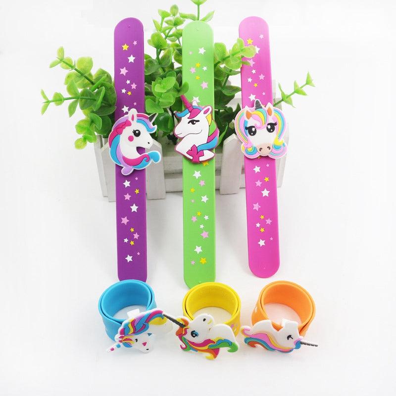Colorful Unicorn Wristband Slap Bracelet for Kids - Star Printed Party Favors
