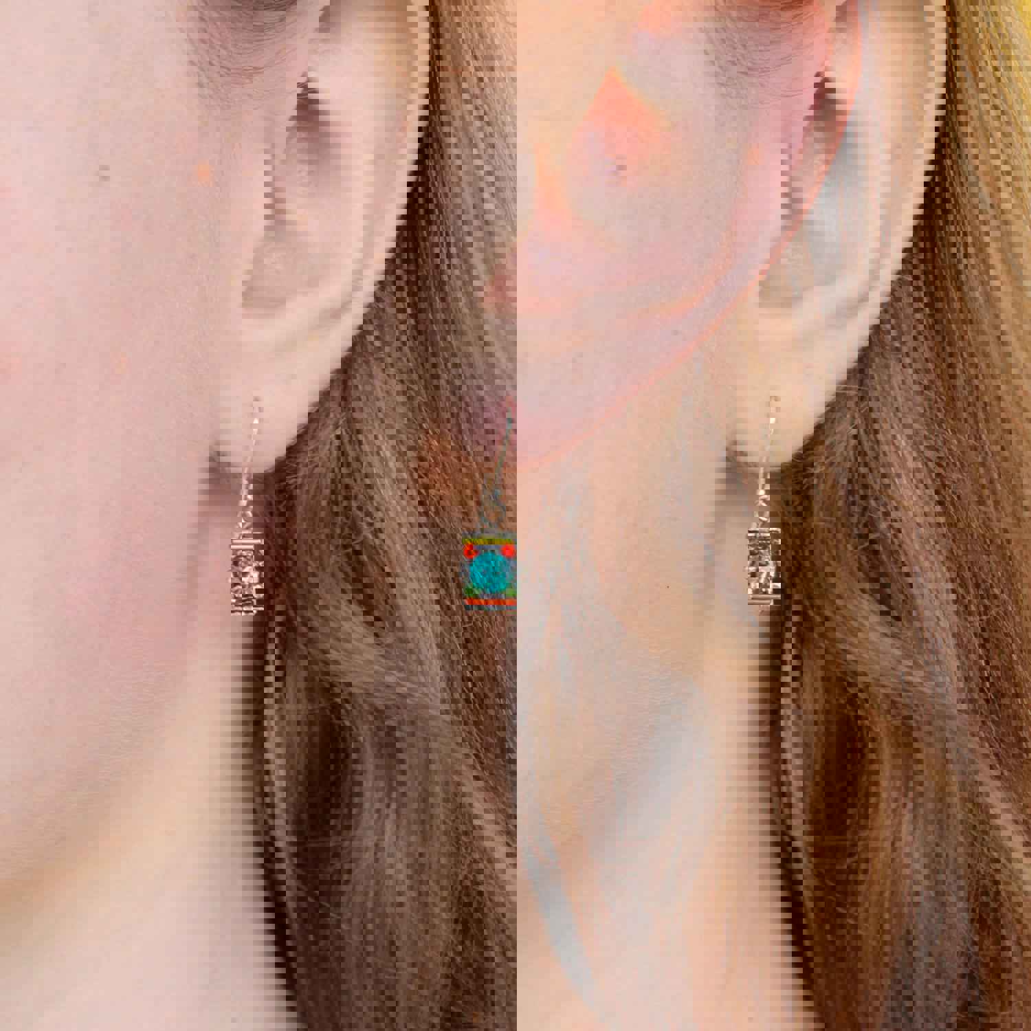 Bright Domas Pendant Earrings - Multicolored Firefly Design