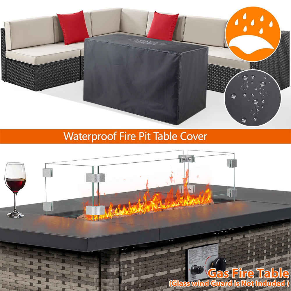 SEGMART 43 Propane Fire Pit, 50,000 BTU Auto-Ignition Gas Fire Pit Table with Rain Cover and Tempered Glass Wind Guard