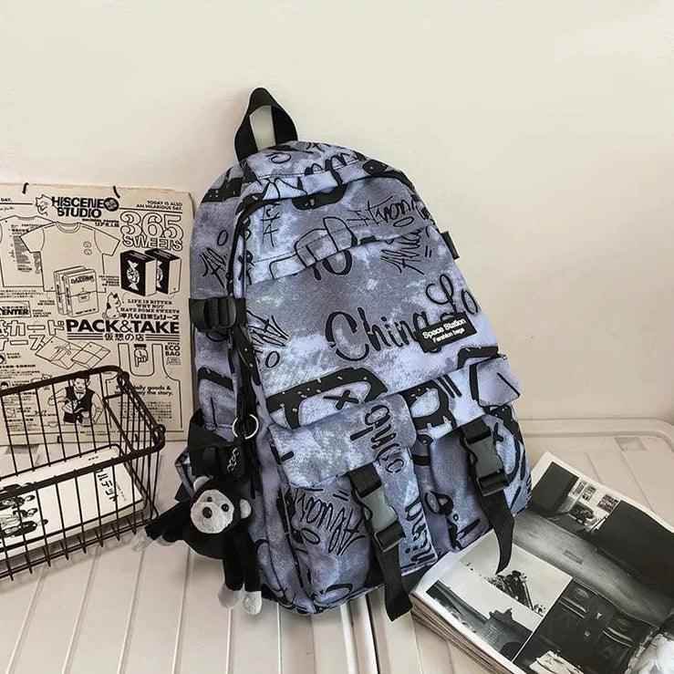 Cool Graffiti Backpack QC346 - Large Capacity Student Bookbag