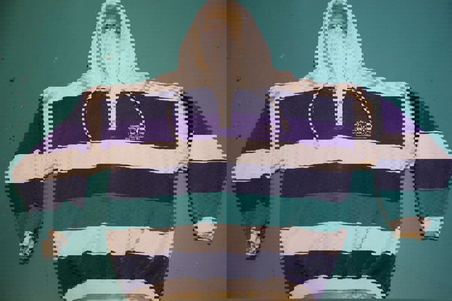 ENUF International 90s Color Block Vintage Pullover Hoodie Sweatshirt