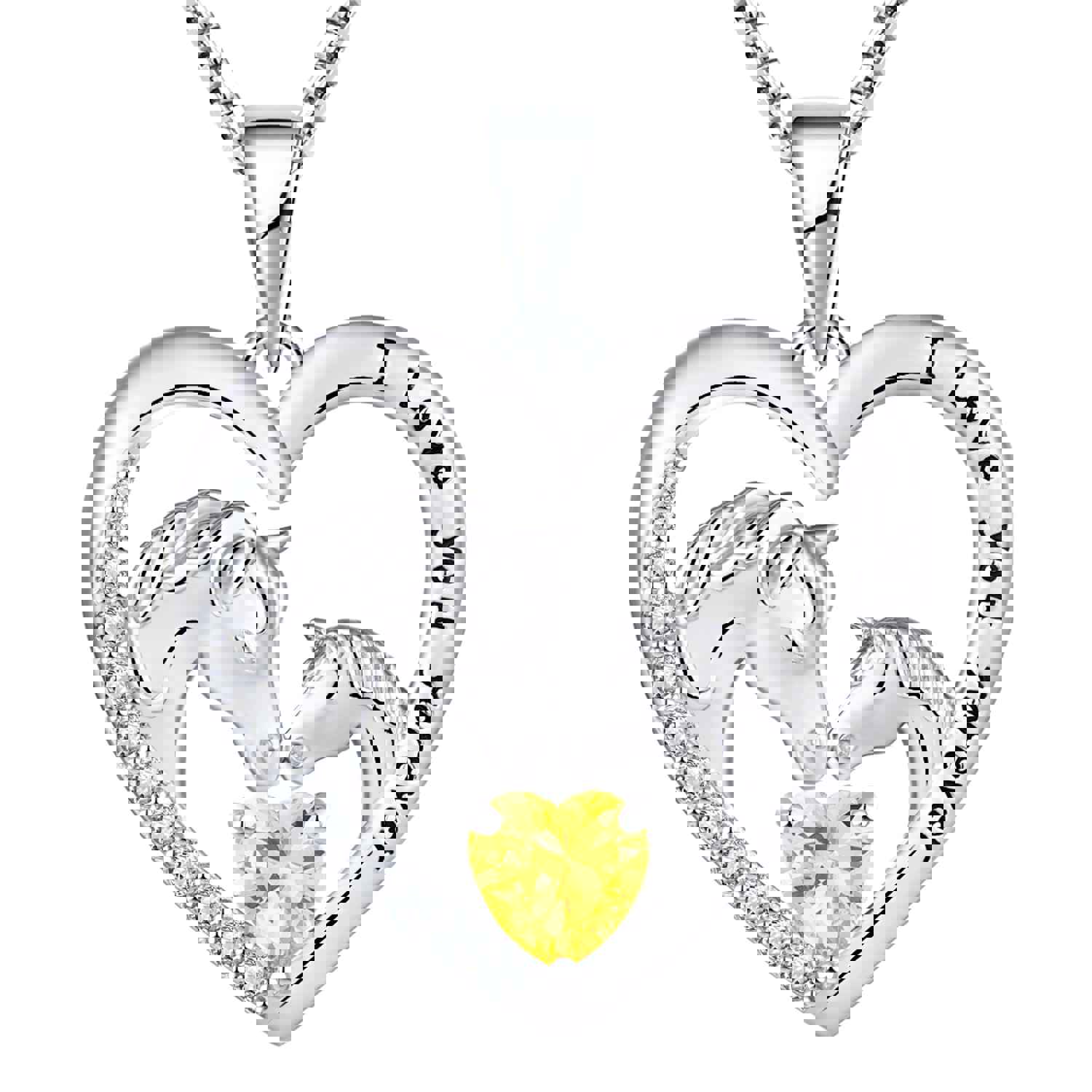 Kids Horse Necklace In Solid Sterling Silver With Changeable Birthstone