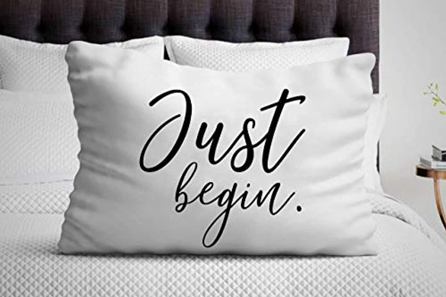 Just Begin Pillow Cover - Inspirational Quote Pillow for Home Decor
