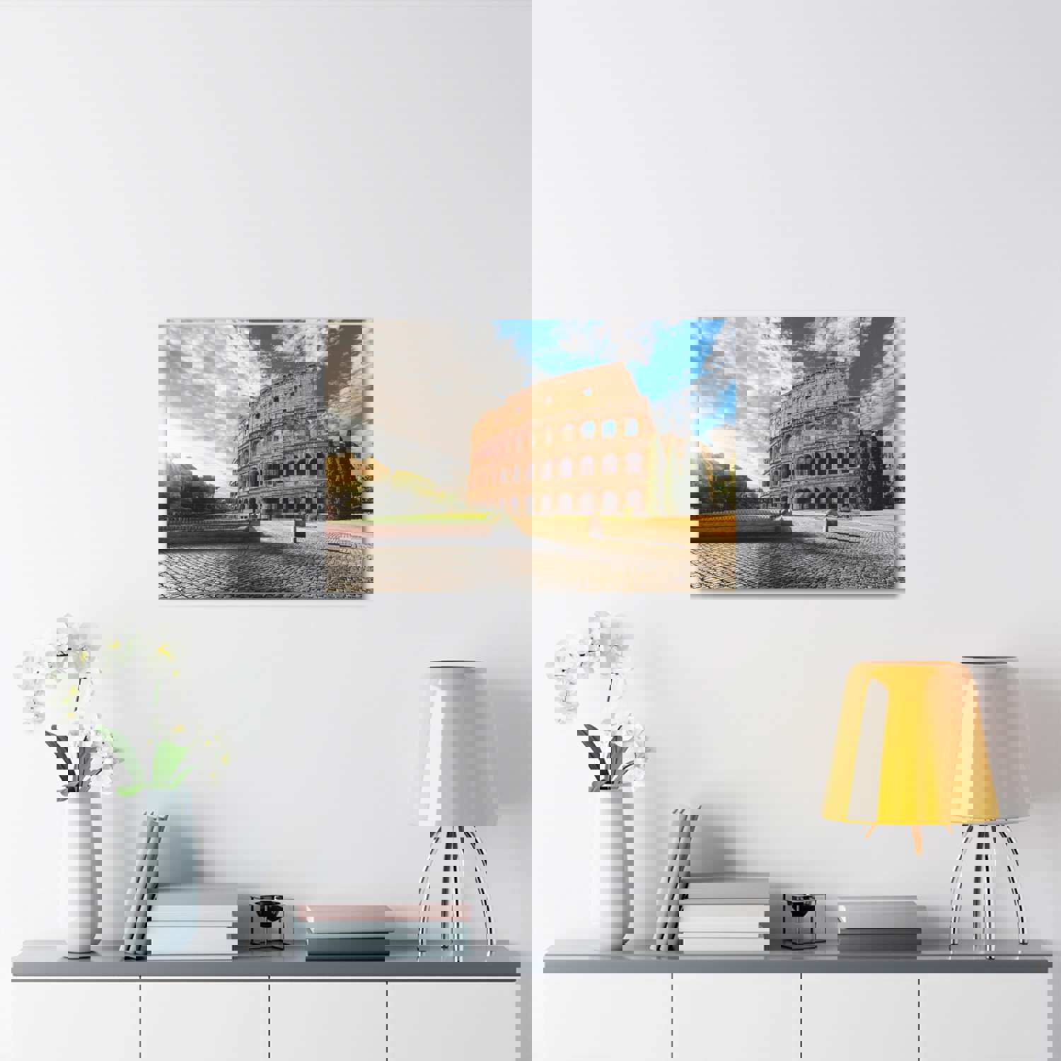 Italy Colosseum in Rome Modern Multicolor Scenic Nature Photography Canvas Wall Art