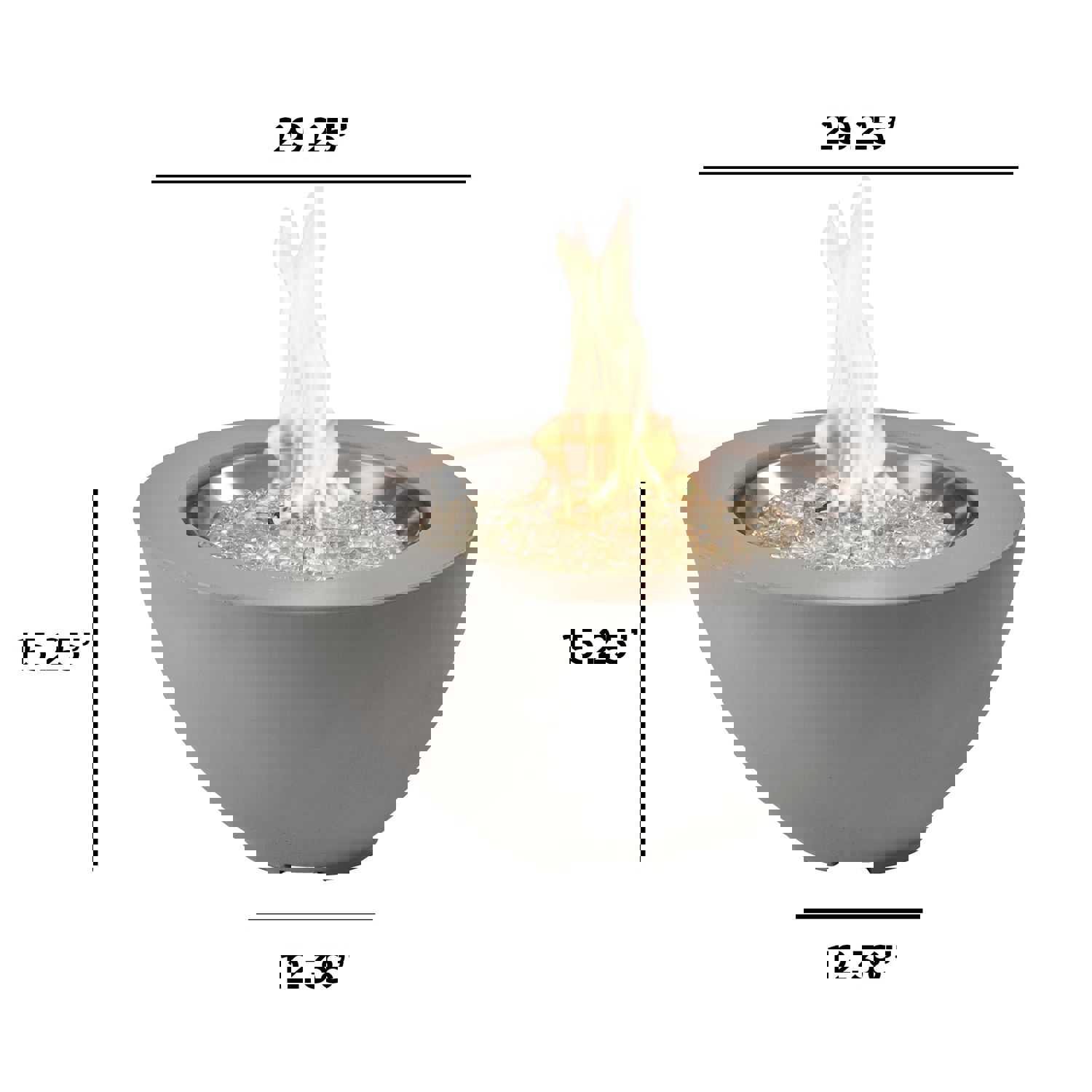 Cove Round Gas Fire Pit Bowl 29 - Natural Grey Supercast™ Concrete Outdoor Fire Pit