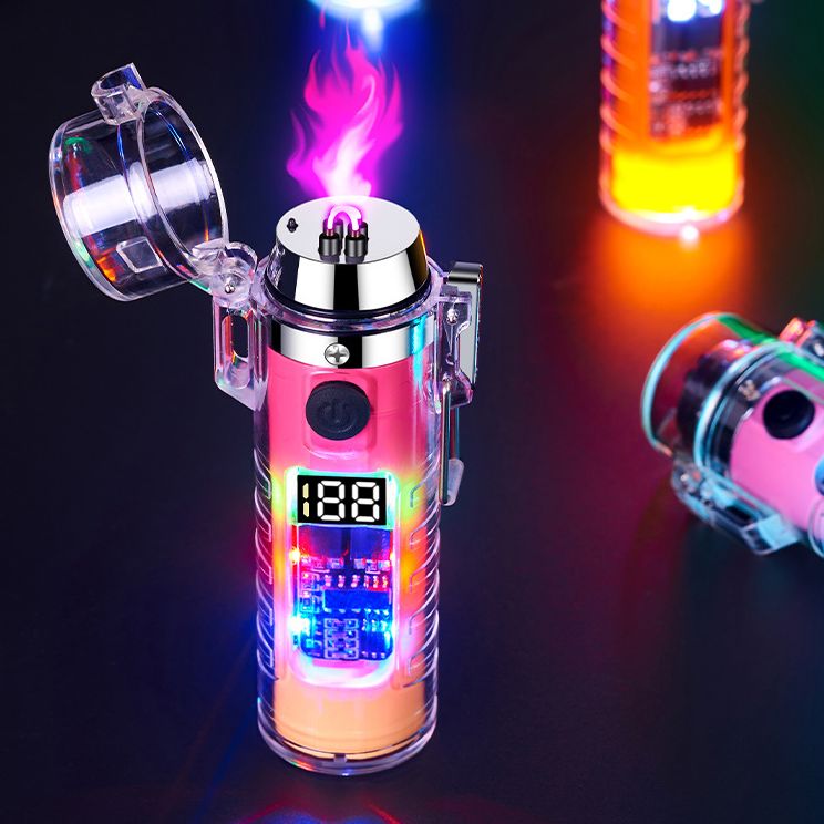 Transparent Shell Dual Arc USB Charging Lighter with LED Power Display