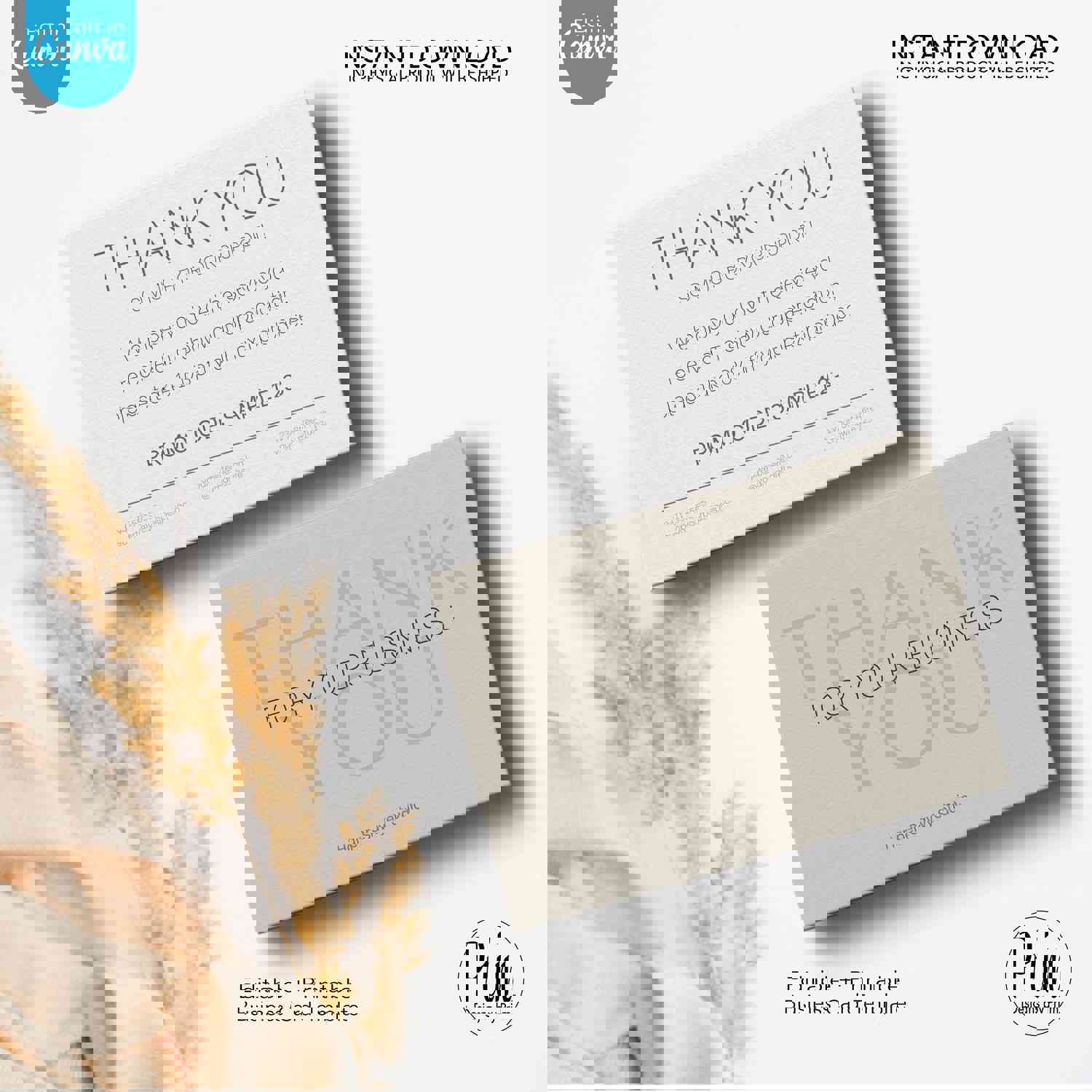 Simply Modern Thank You Card Template | Editable Business Card | Sand Edition