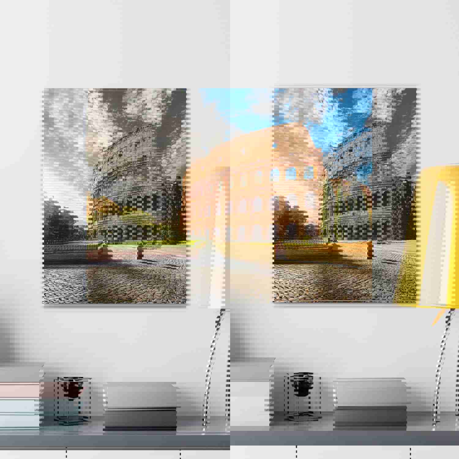 Italy Colosseum in Rome Modern Multicolor Scenic Nature Photography Canvas Wall Art