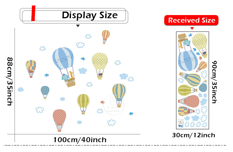 Qfdian Cartoon Cute Animals Hot Air Balloon Wall Stickers for Kids Room, Nursery, and Home Decor