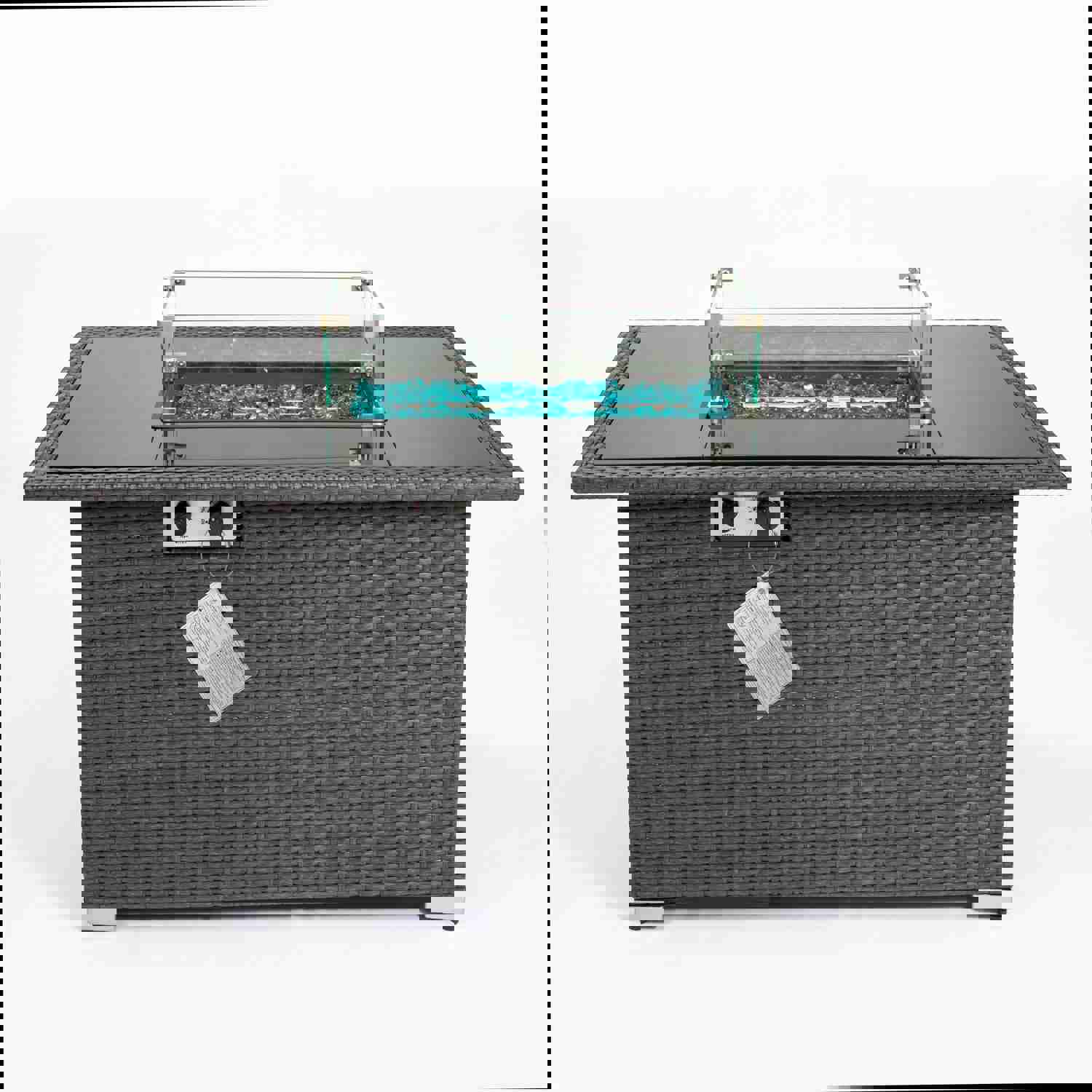 44 Gas Propane Fire Pit Table with 8mm Tempered Glass Top & ETL Certification