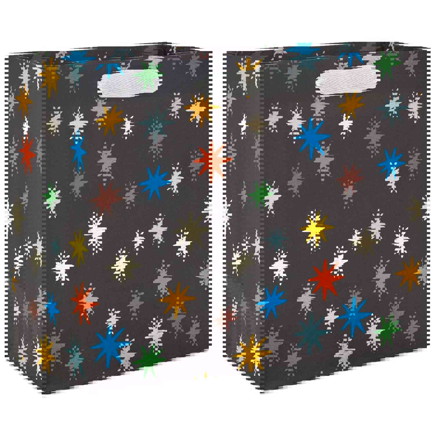 Hallmark 7.7 Colorful Stars on Black Medium Horizontal Gift Bag