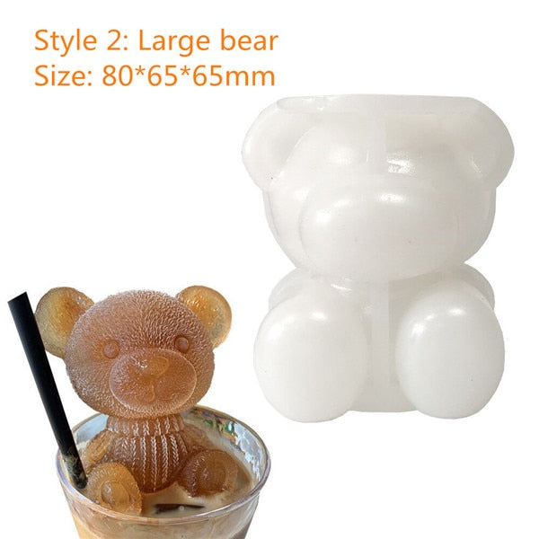 Bear Shape Ice Cube Maker - Food Grade Silicone Tray for Whiskey, Cocktails, and DIY Baking