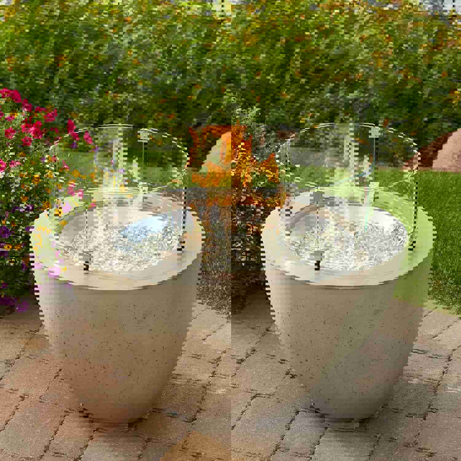 Cove Round Gas Fire Pit Bowl 29 - Natural Grey Supercast™ Concrete Outdoor Fire Pit