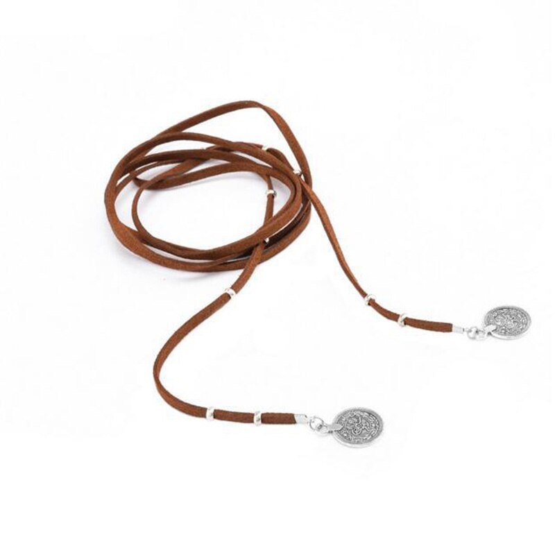 Black Adjustable Velvet Punk Choker Necklace with Round Pendant for Women