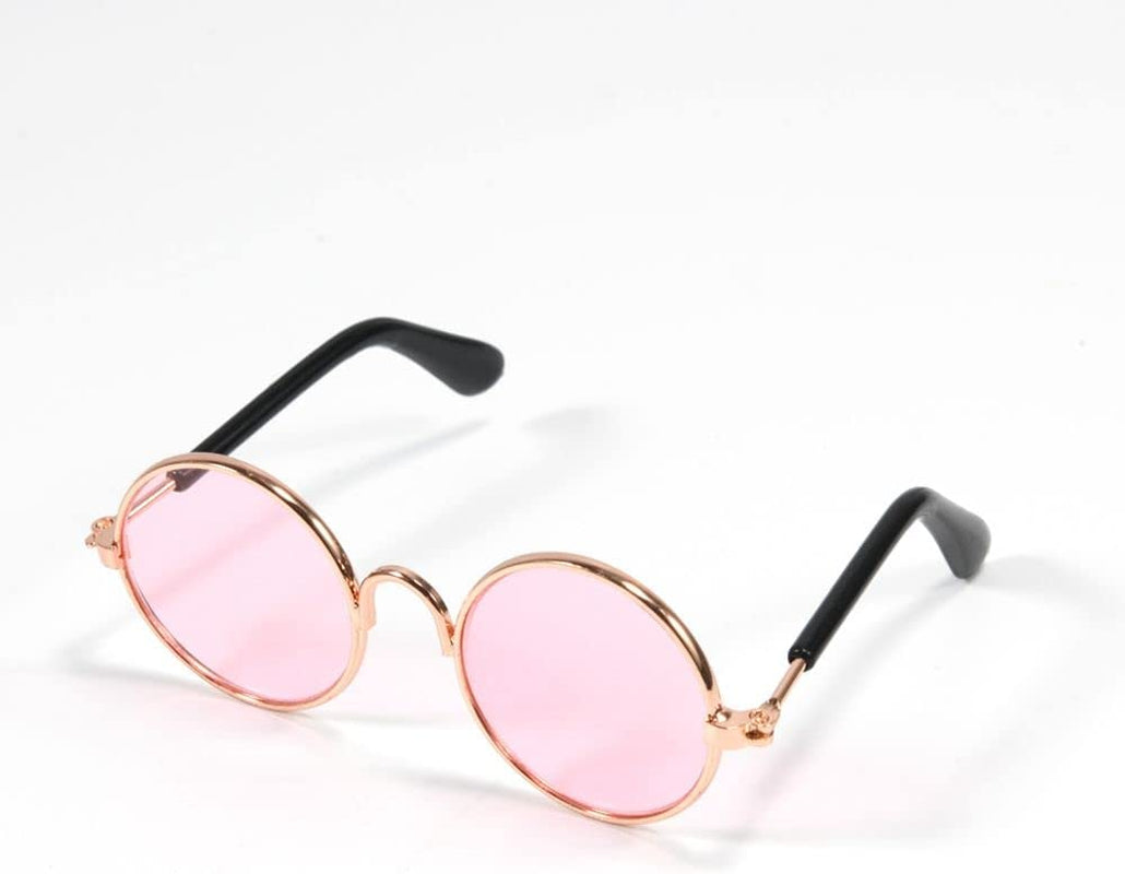 Round Pet Cat Glasses Lovely Sunglasses for Small to Medium Pets with Punk Style (Pink)