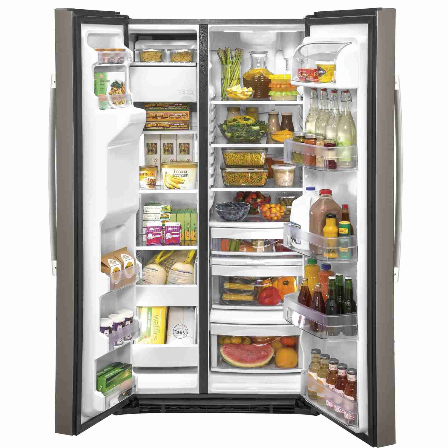 GE 36-inch Side-by-Side Refrigerator with Water and Ice Dispenser - 25.1 cu.ft. Capacity