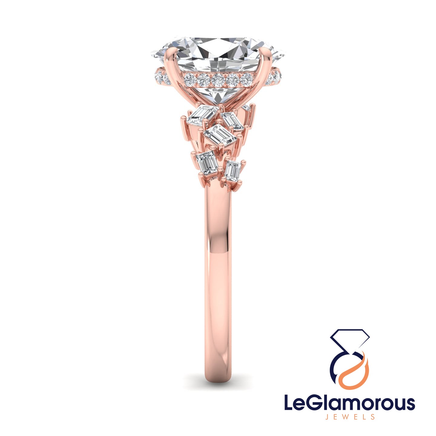 Oval Cut Hidden Halo Pave Style Lab Grown Diamond Engagement Ring