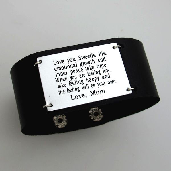 Personalized Leather Cuff Bracelet for Men - Fathers Day Gift with Engraving