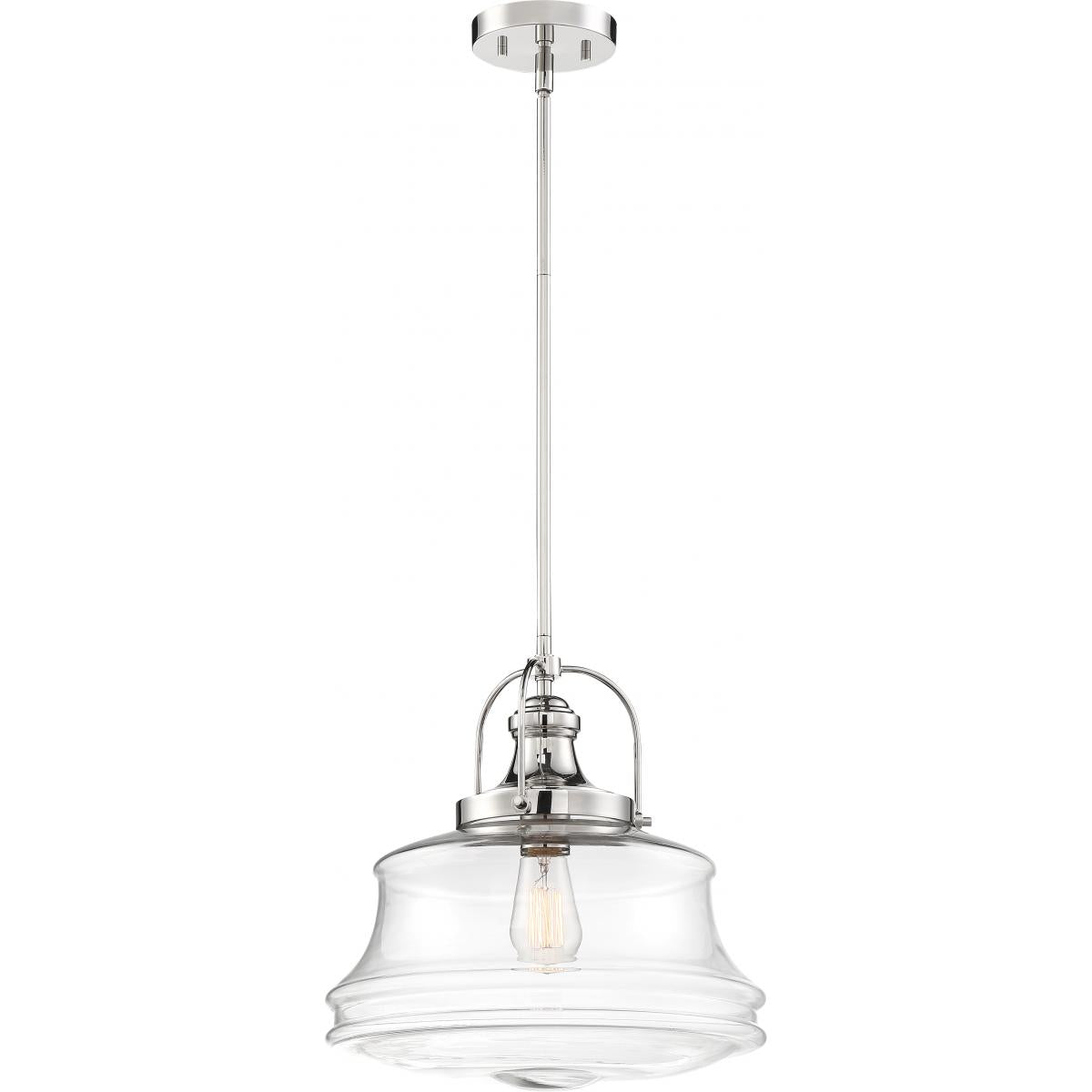 60-6758 BASEL 1 LIGHT PENDANT - Clear Glass, Polished Nickel Finish