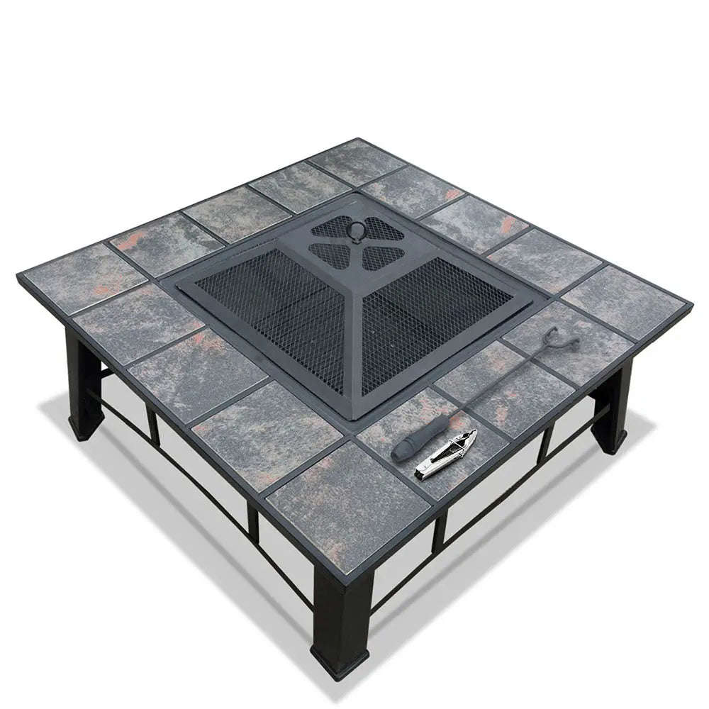 4-in-1 Fire Pit BBQ Grill Smoker Table for Outdoor Garden