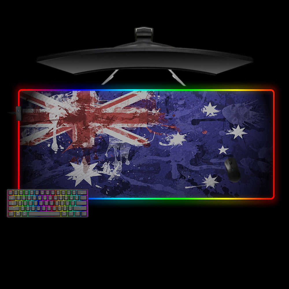 Australia Flag Splash Paint Design RGB Gaming Mouse Pad with LED Strip