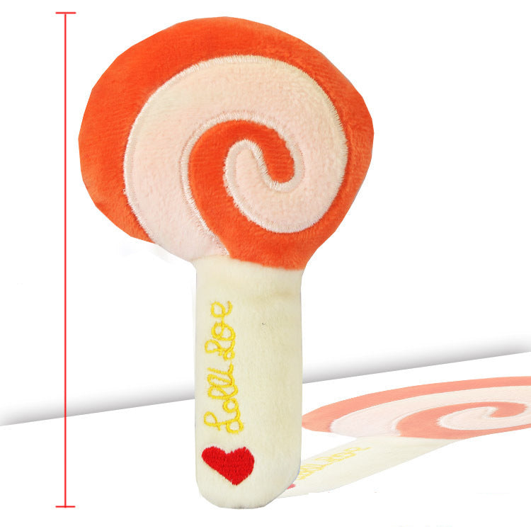 6 inch Lollipop Orange Plush Dog Toy - French Bulldog Bite-Resistant Ball Rope Sound Toy for Pets