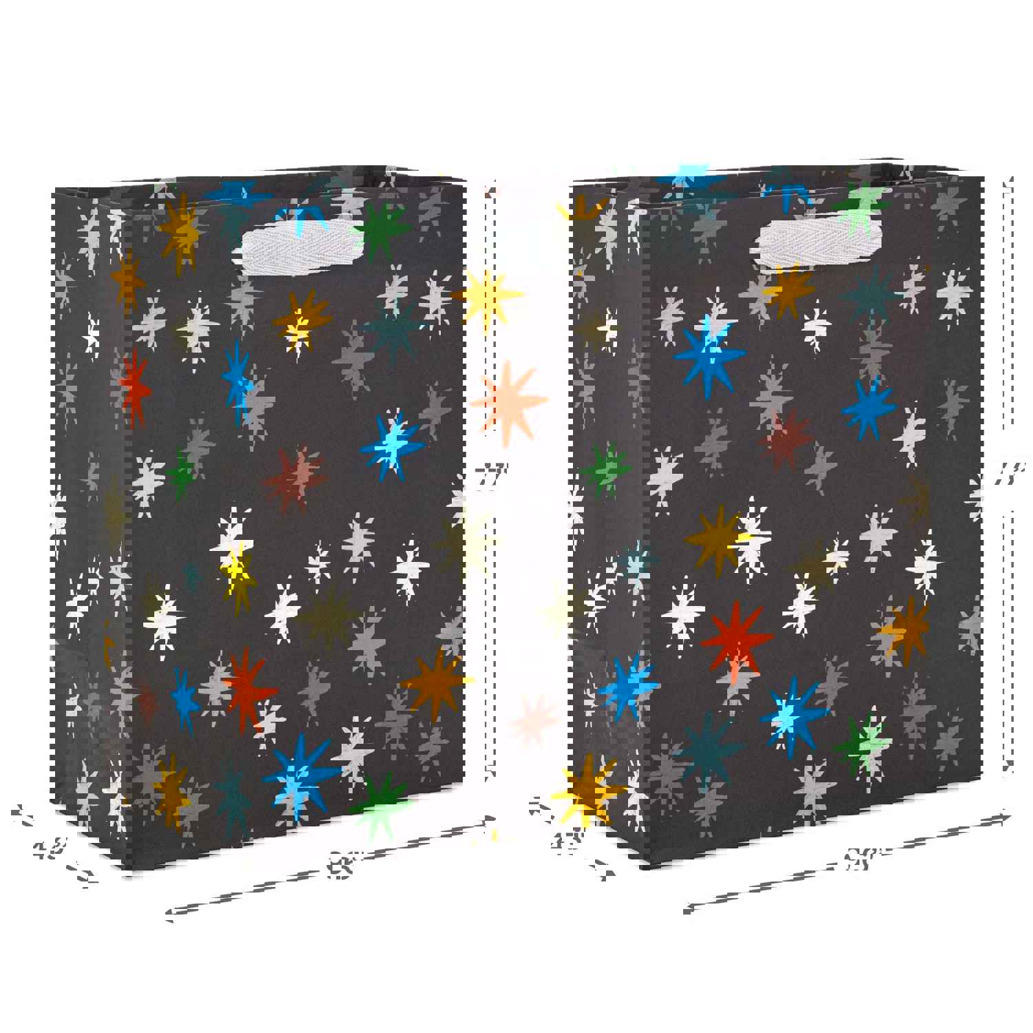Hallmark 7.7 Colorful Stars on Black Medium Horizontal Gift Bag
