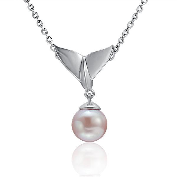 Pearl Flippers Pendant - 925 Sterling Silver Whale Tail Design