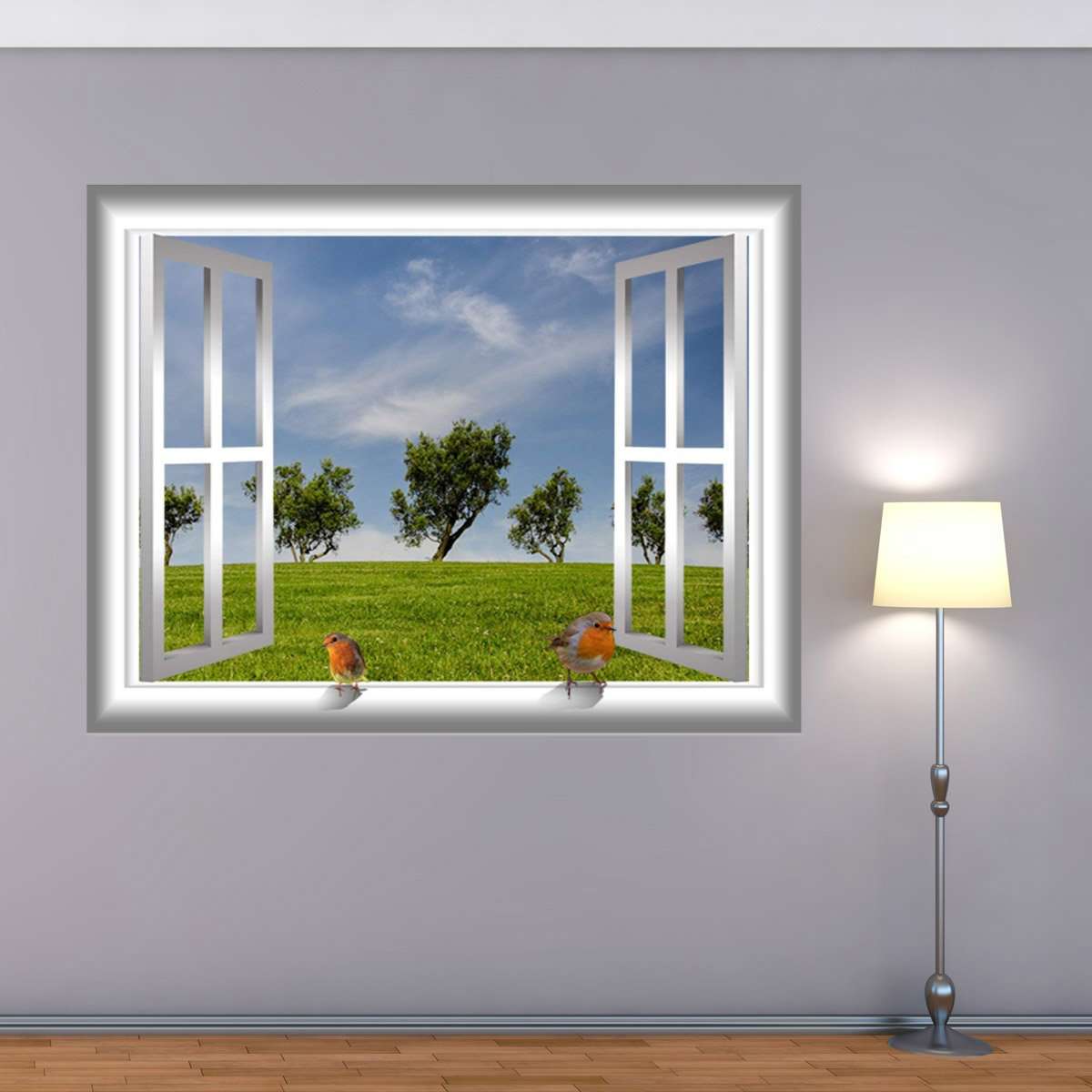 3D Bird Lake Window Peel and Stick Vinyl Wall Decal - Vibrant & Easy to Apply