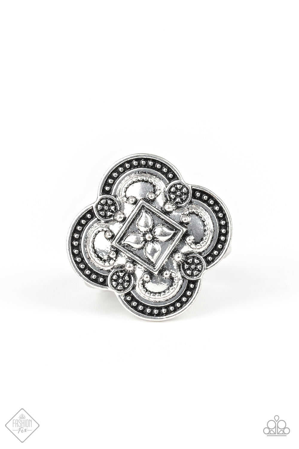 Paparazzi Your Royal Rogue-ness Silver Ring - Trendy Floral Design
