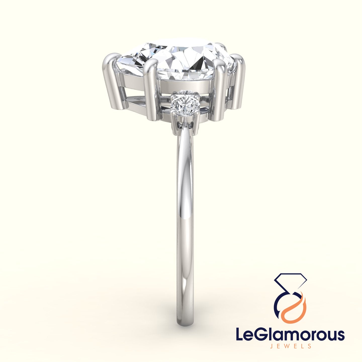 Pear Cut Three Stone Engagement Ring with Lab Grown Diamond