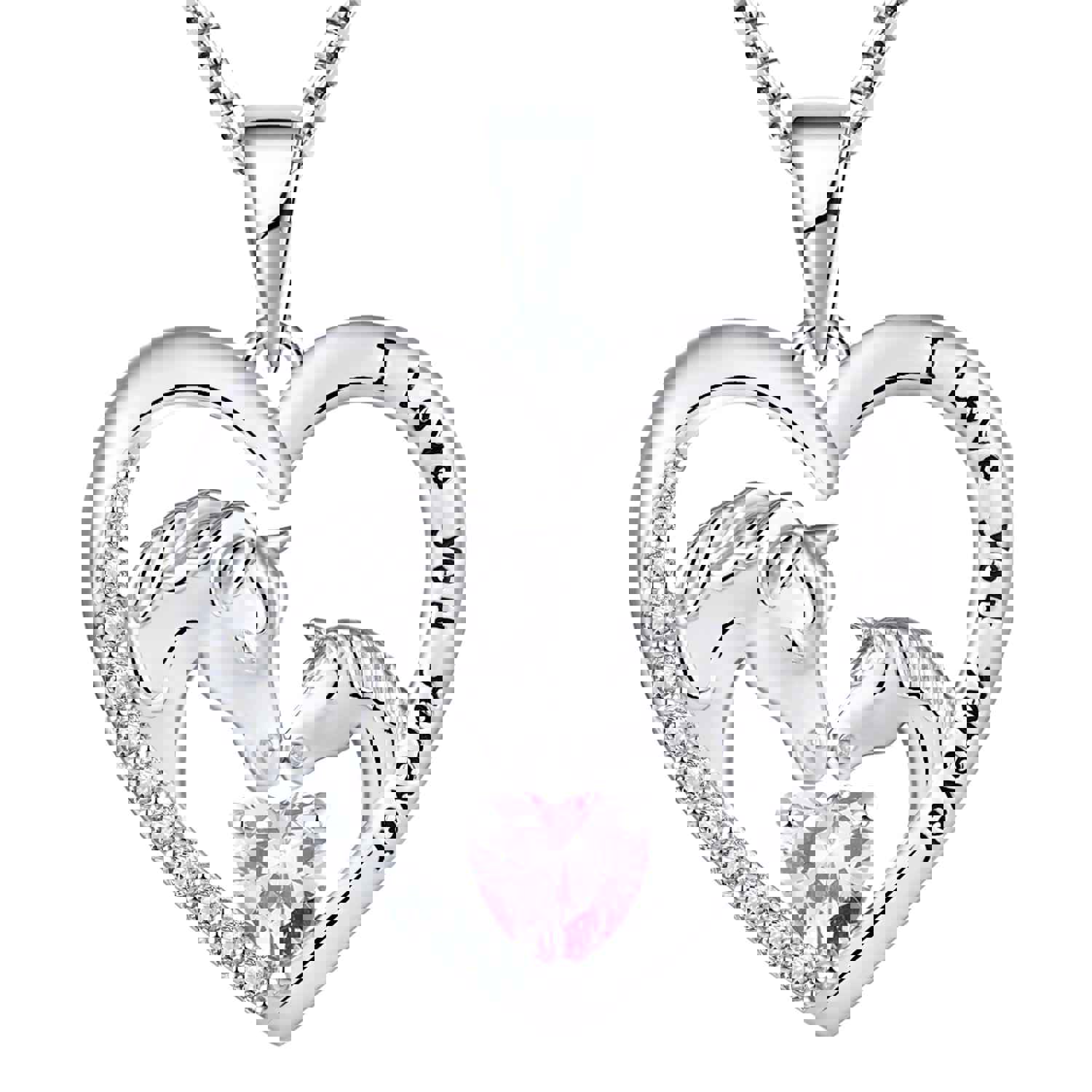 Kids Horse Necklace In Solid Sterling Silver With Changeable Birthstone